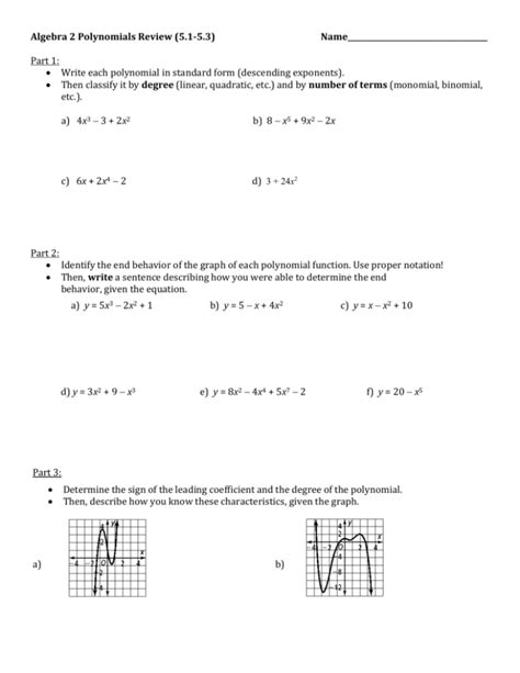 pdf - Course Hero End of preview. . Polynomials and polynomial functions unit test part 1